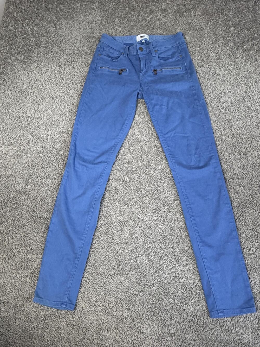 Paige Jeans Womens 29 Blue Medium Wash Skinny Slim Zipper Detail Denim